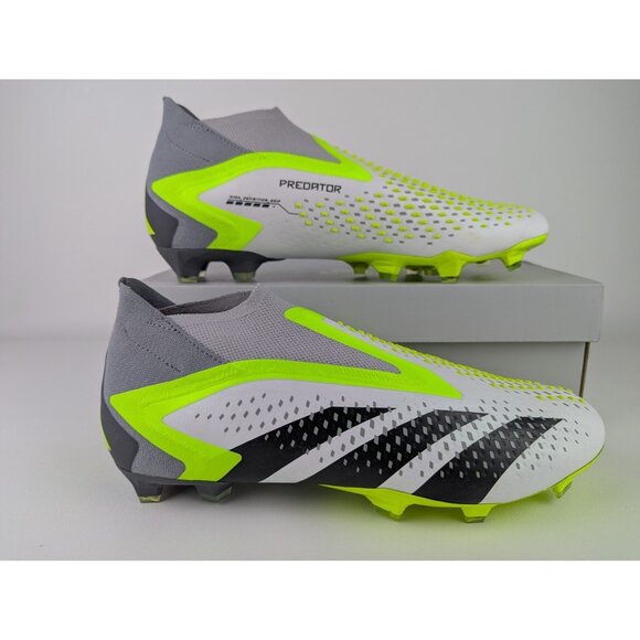 adidas Predator Accuracy+ Firm Ground Soccer Cleats White Black Men Size 13 NEW - Picture 1 of 8